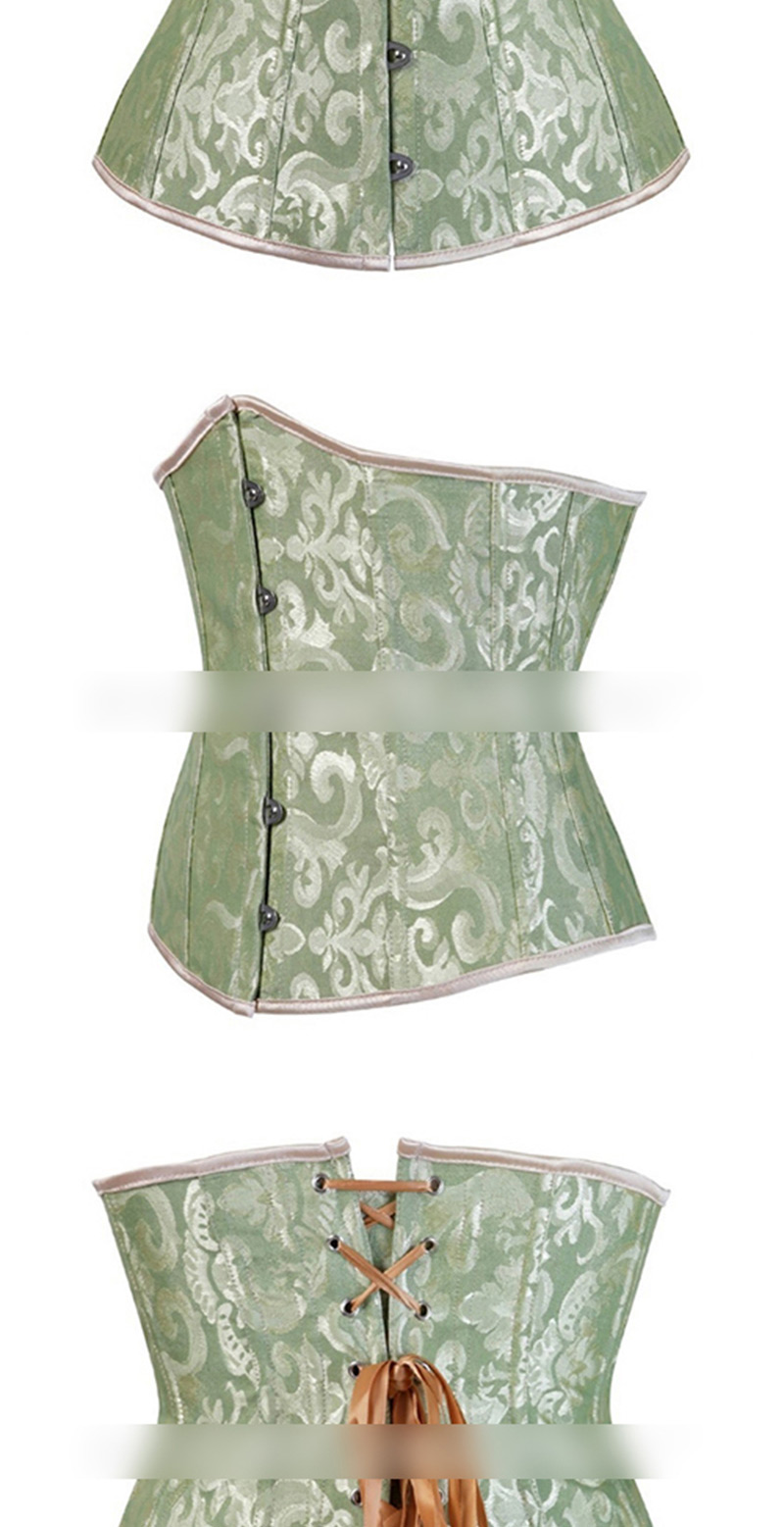 Sexy Green Flowers Pattern Design Strapless Corset,Shapewear