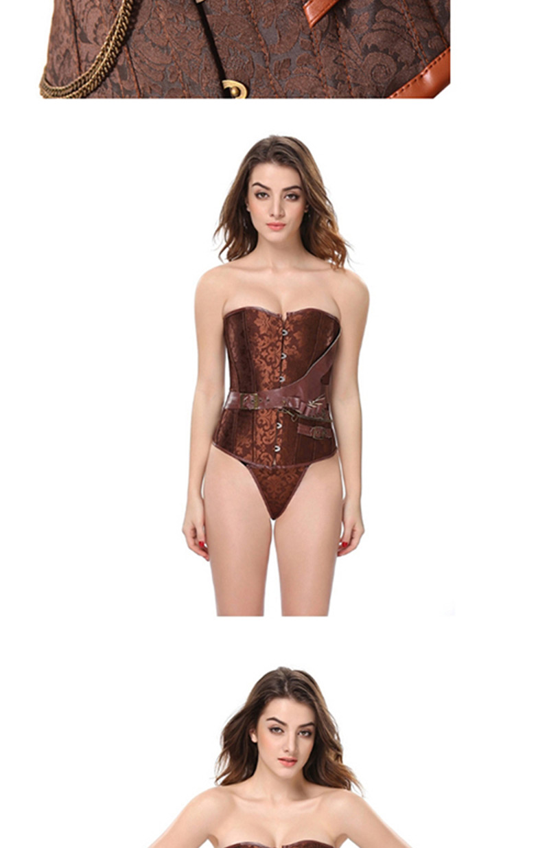 Sexy Brown Belt Decorated Pure Color Corset,Tank Tops & Camis