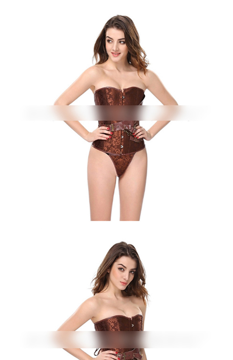 Sexy Brown Belt Decorated Pure Color Corset,Tank Tops & Camis