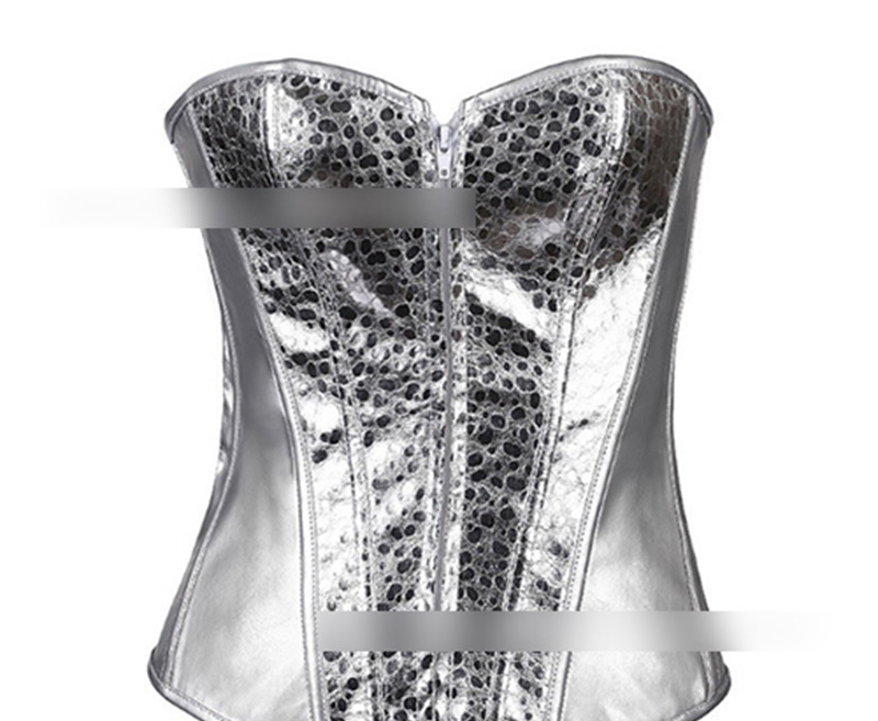 Sexy Silver Color Pure Color Decorated Strapless Corset,Tank Tops & Camis