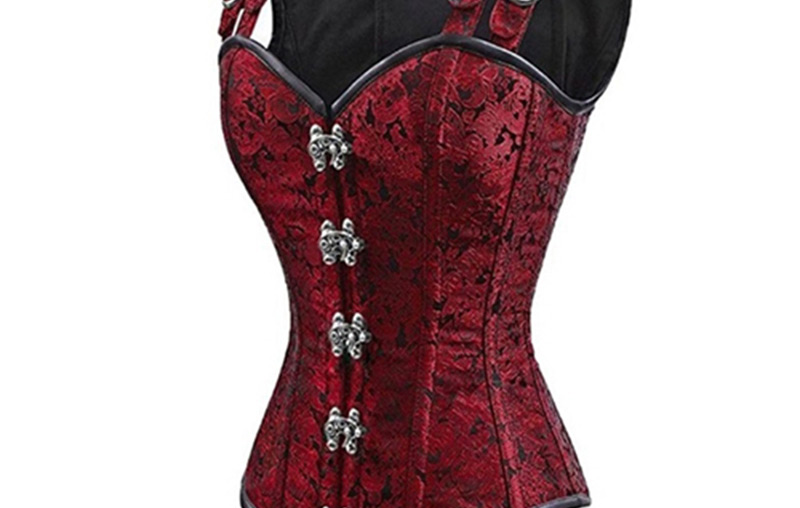 Sexy Red Double Buttons Design Sleeveless Corset,Shapewear