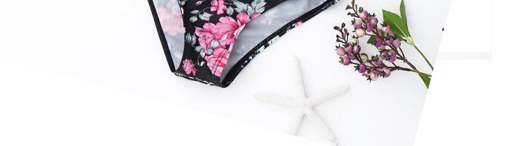 Sexy Black+white Grid&flowers Pattern Decorated Bikini,Bikini Sets