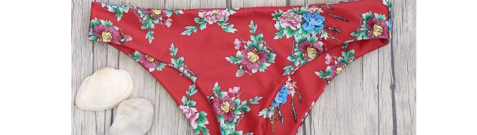 Sexy Red+green Flower Pattern Design Split Bikini,Bikini Sets