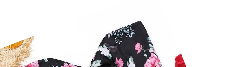Sexy Black+pink Strapless Design Flower Pattern Bikini,Bikini Sets