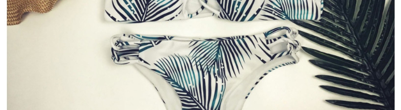 Sexy White Leaf Pattern Decorated Split Bikini,Bikini Sets