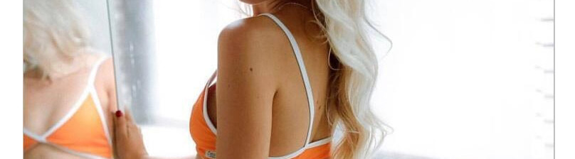 Sexy Orange Pure Color Decorated Split Bikini,Bikini Sets