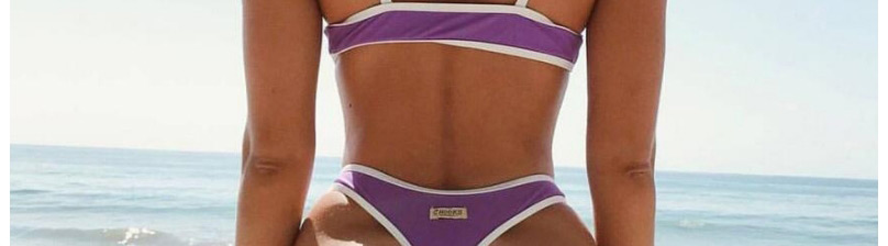 Sexy Purple Pure Color Decorated Split Bikini,Bikini Sets