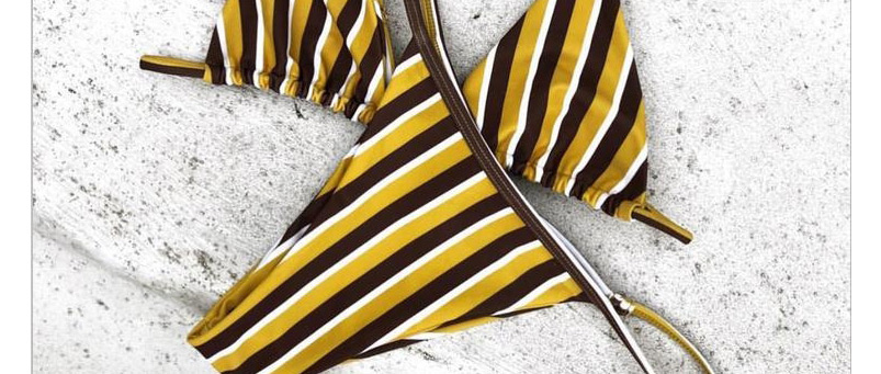 Sexy Yellow Stripe Pattern Design One-piece Bikini,One Pieces