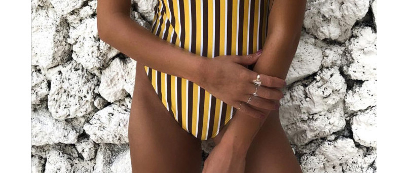 Sexy Yellow Stripe Pattern Decorated Bikini,Bikini Sets
