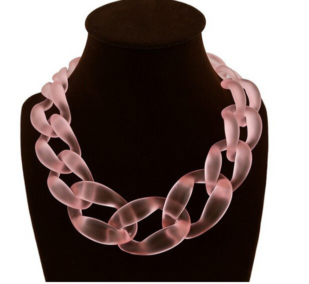 Fashion Pink Pure Color Decorated Necklace,Chains