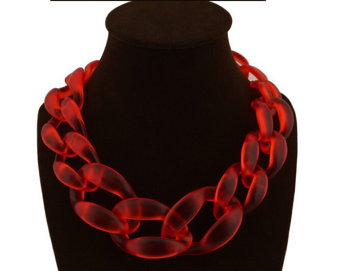 Fashion Pink Pure Color Decorated Necklace,Chains