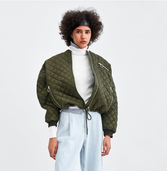 Fashion Olive Grid Shape Design Pure Color Coat,Coat-Jacket