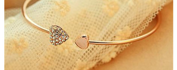Fashion Silver Color Heart Shape Decorated Opening Bracelet,Fashion Bangles