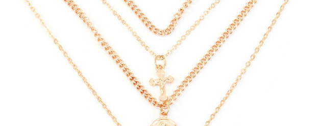 Fashion Gold Color Cross Shape Decorated Multi-layer Necklace,Pendants