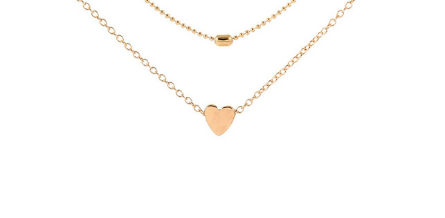 Fashion Gold Color Heart Shape Decorated Double Layer Necklace,Pendants