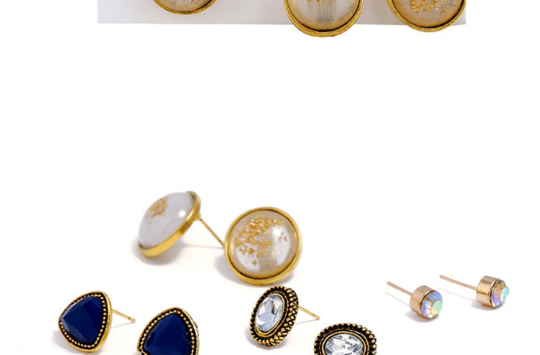 Fashion Gold Color Round Shape Gemstone Decorated Ring&earrings,Jewelry Sets