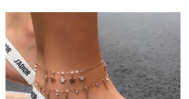 Fashion Gold Color Star Shape Decorated Double Layer Anklet,Fashion Anklets