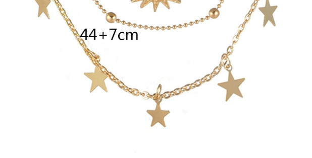 Fashion Gold Color Star Shape Decorated Multi- Layer Necklace,Pendants