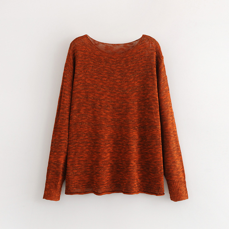 Fashion Brown Pure Color Decorated Blouse,Sweater