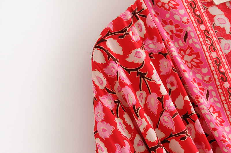Fashion Red Flower Pattern Decorated Kimono,Sunscreen Shirts