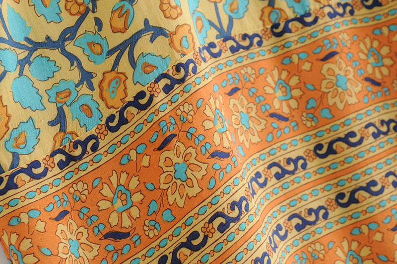 Fashion Orange Flower Pattern Decorated Dress,Long Dress