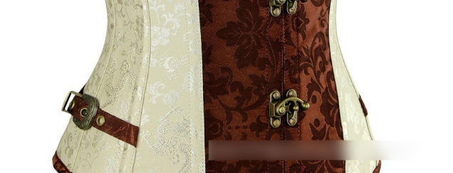 Fashion Brown+beige Flower Pattern Decorated Corset,Shapewear