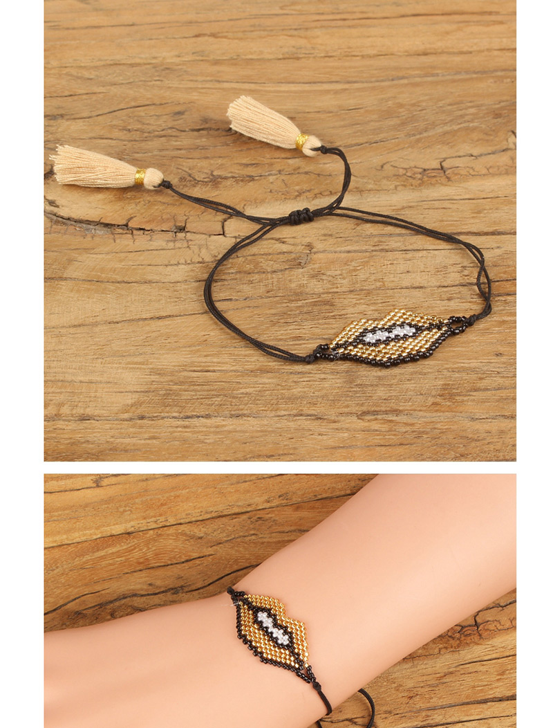 Fashion Khaki Lip&tassel Decorated Hand-woven Bracelet,Beaded Bracelet