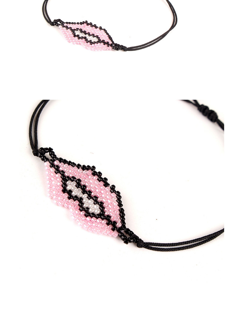 Fashion Pink Lip&tassel Decorated Hand-woven Bracelet,Beaded Bracelet