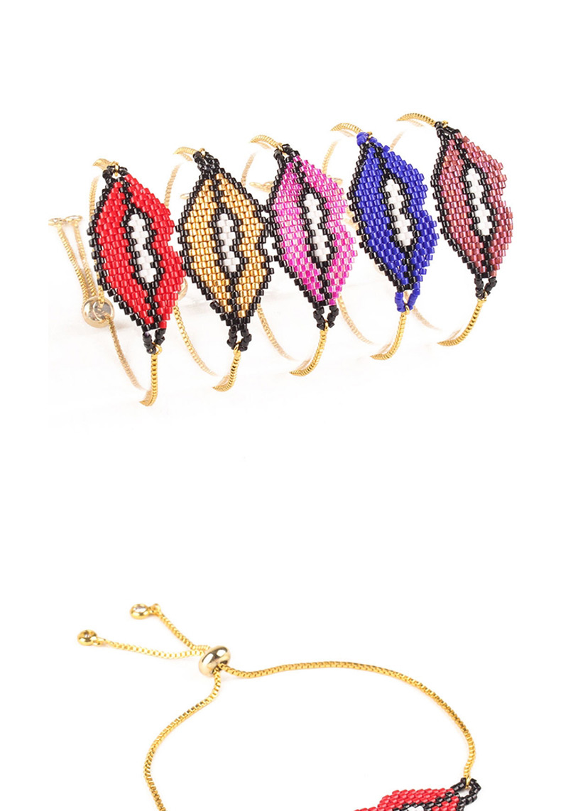 Fashion Pink Beads Decorated Lip Shape Bracelet,Beaded Bracelet
