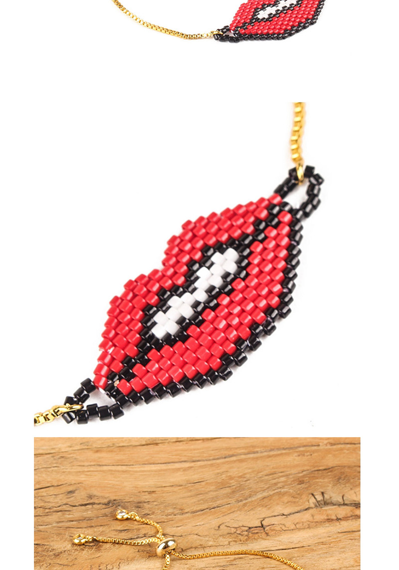 Fashion Watermelon Red Beads Decorated Lip Shape Bracelet,Beaded Bracelet