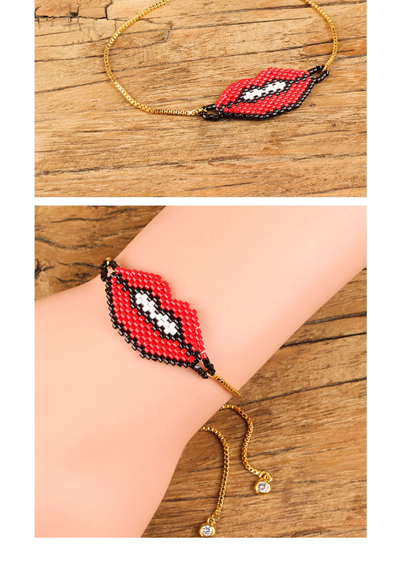 Fashion Plum Red Beads Decorated Lip Shape Bracelet,Beaded Bracelet