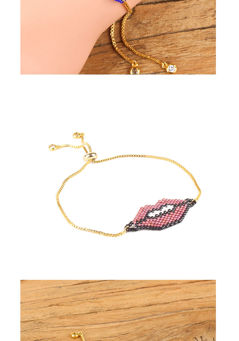 Fashion Watermelon Red Beads Decorated Lip Shape Bracelet,Beaded Bracelet