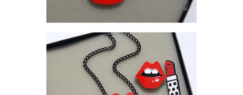 Fashion Red Lip Shape Pendant Decorated Necklace,Pendants
