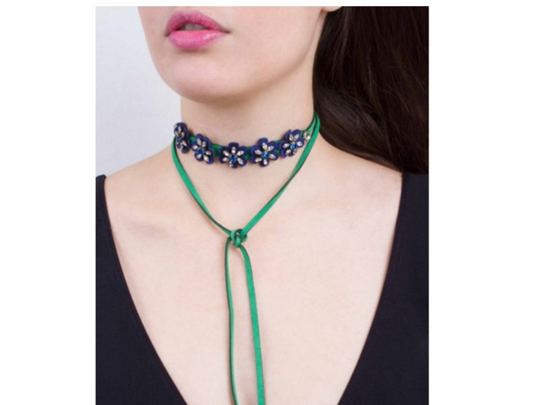 Fashion Green Bowknot Shape Decorated Necklace,Multi Strand Necklaces