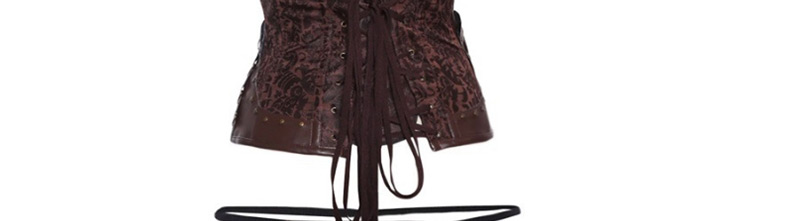 Fashion Brown Off-the-shoulder Design Flower Pattern Corset,Shapewear