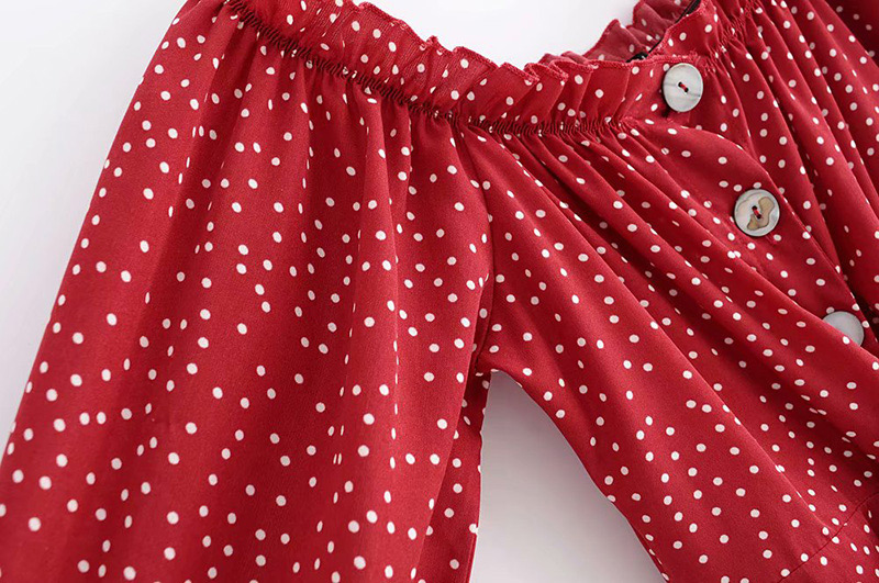 Fashion Red Dots Pattern Decorated Strapless Dress,Long Dress