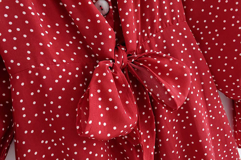 Fashion Red Dots Pattern Decorated Strapless Dress,Long Dress