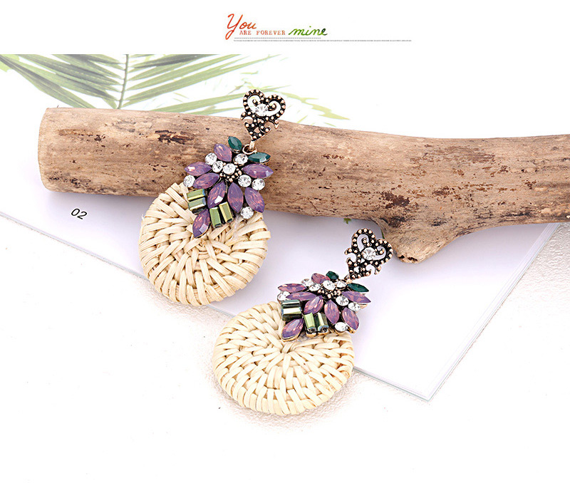 Fashion Purple Round Shape Decorated Earrings,Stud Earrings