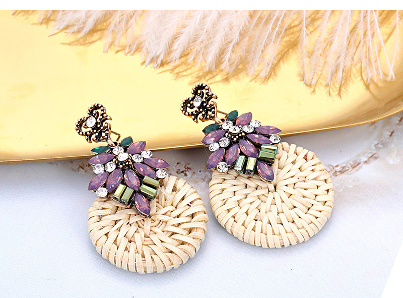 Fashion Purple Round Shape Decorated Earrings,Stud Earrings