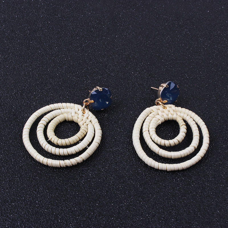 Fashion Light Blue Round Shape Decorated Earrings,Drop Earrings