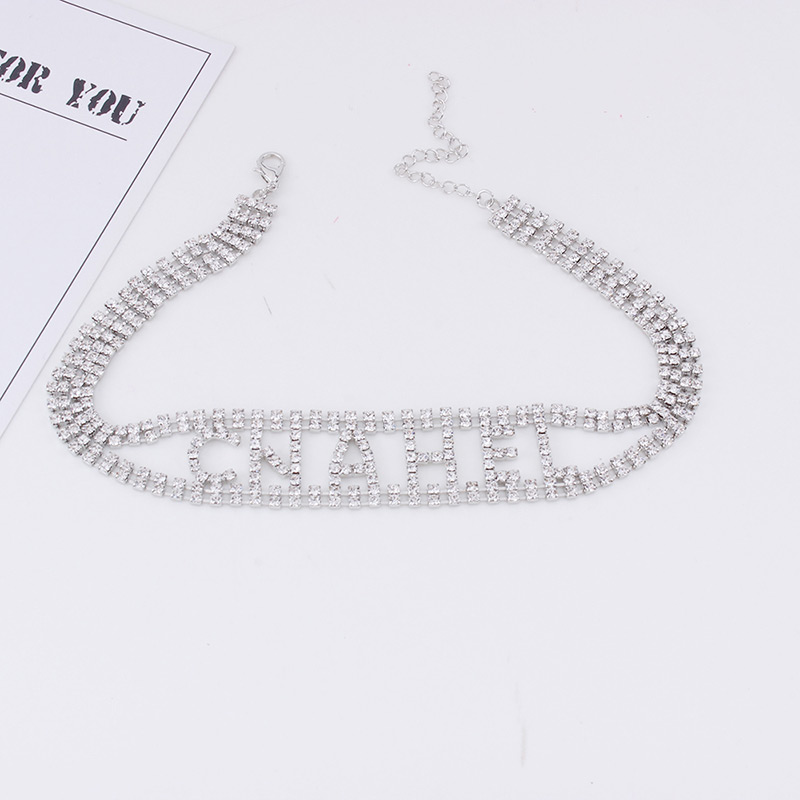 Fashion White Full Diamond Decorated Necklace,Chokers