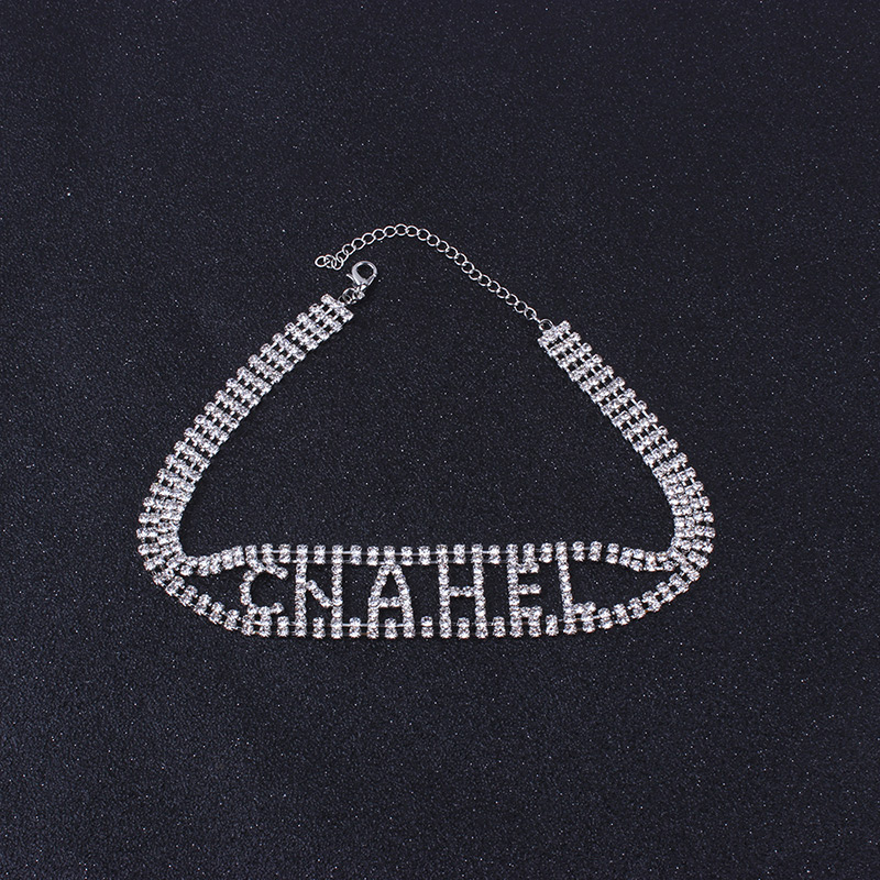 Fashion White Full Diamond Decorated Necklace,Chokers