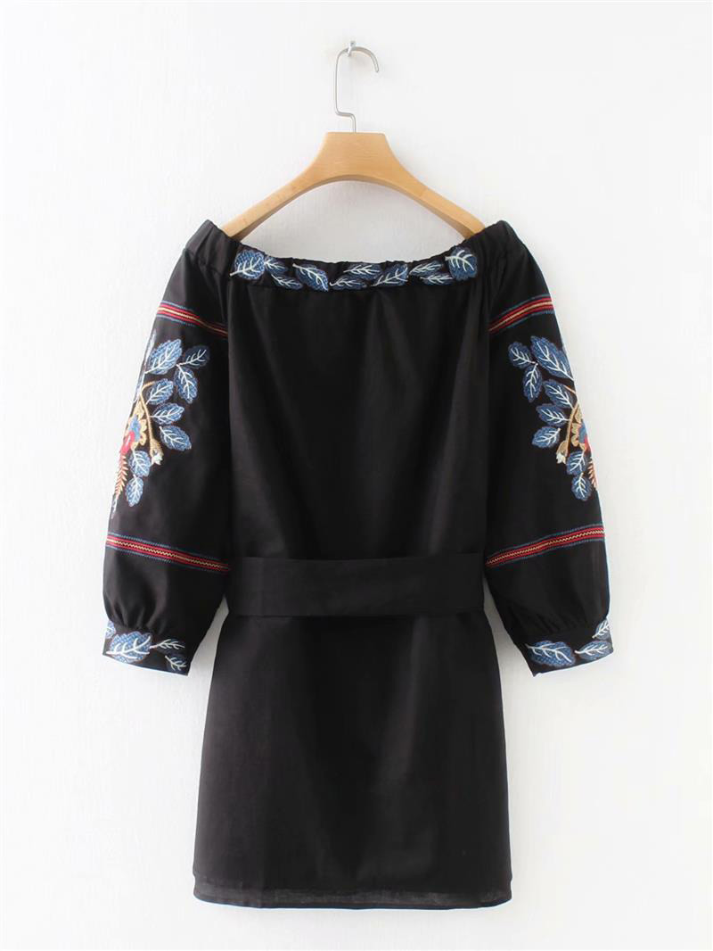 Fashion Black Strapless Design Flower Pattern Dress,Long Dress