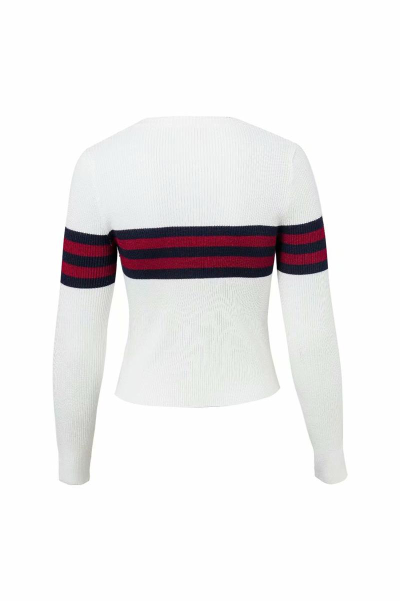 Fashion White Stripe Pattern Decorated Sweater,Sweater