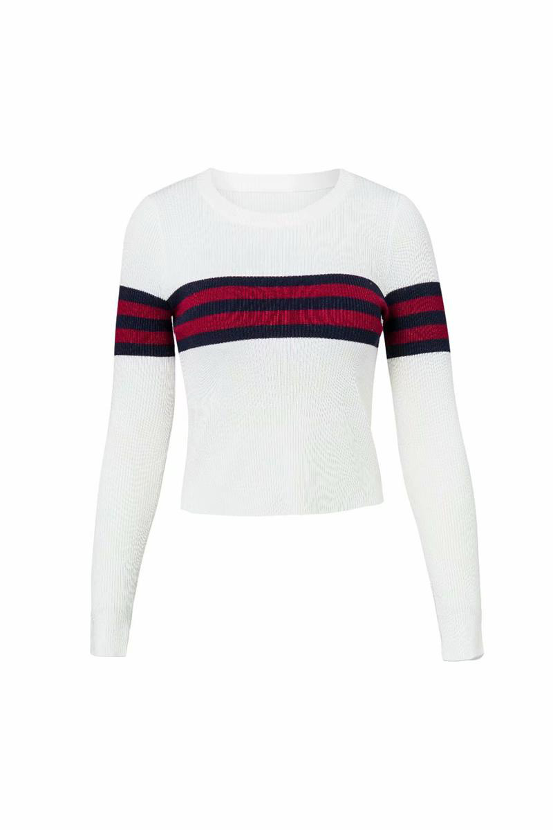Fashion White Stripe Pattern Decorated Sweater,Sweater