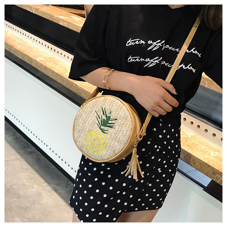 Fashion Khaki Pineapple Pattern Decorated Bag,Shoulder bags