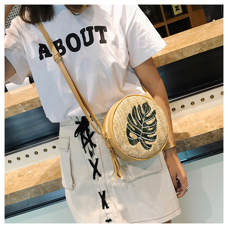 Fashion Khaki Leaf Pattern Decorated Bag,Shoulder bags
