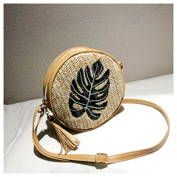 Fashion Khaki Leaf Pattern Decorated Bag,Shoulder bags