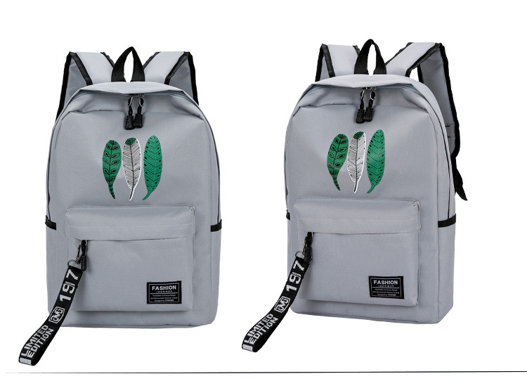 Fashion Gray Leaf Pattern Decorated Backpack,Backpack