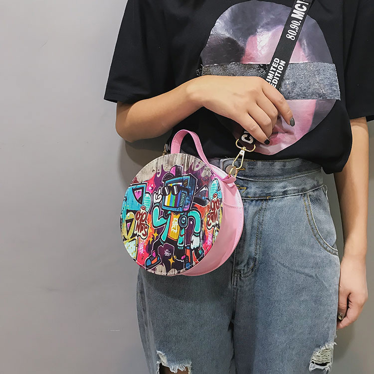 Fashion Pink Round Shape Decorated Bag,Shoulder bags